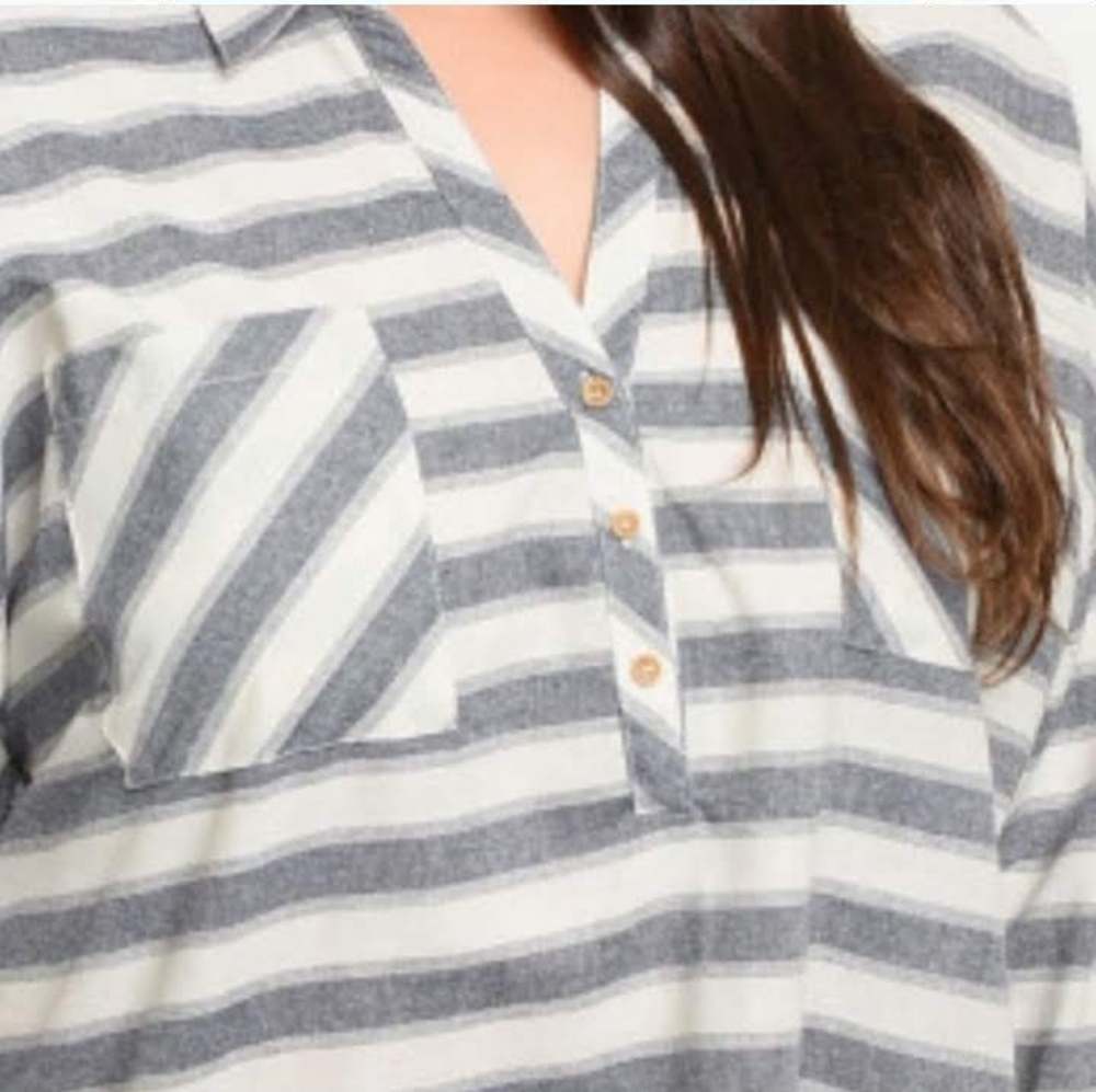 Cute Plus Size Navy and White Striped Top - Picture 3 of 5